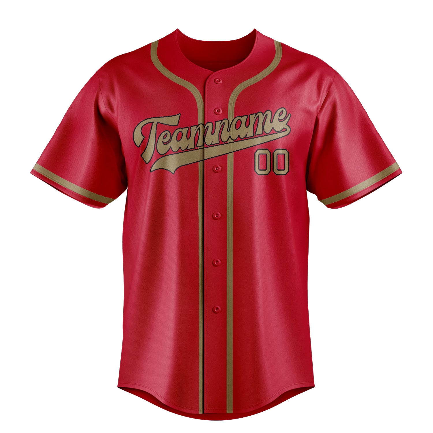 Custom Red Light Khaki Baseball Jersey