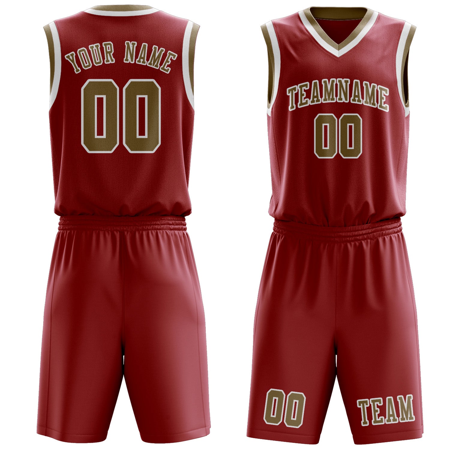 Custom Red Light Khaki Basketball Set