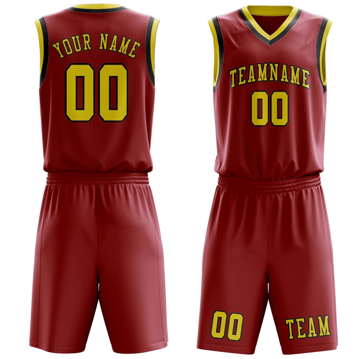 Custom Red Light Yellow Basketball Set