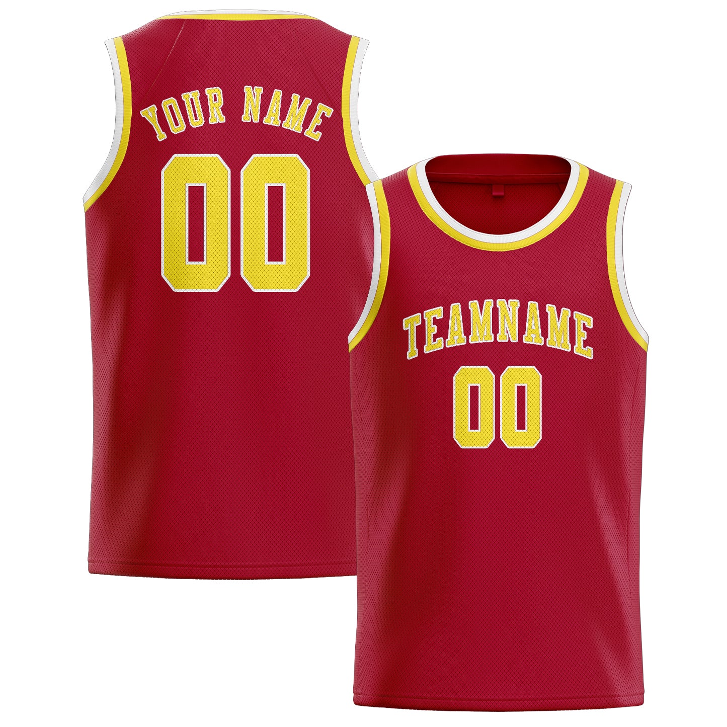 Custom Red Light Yellow Basketball Jersey