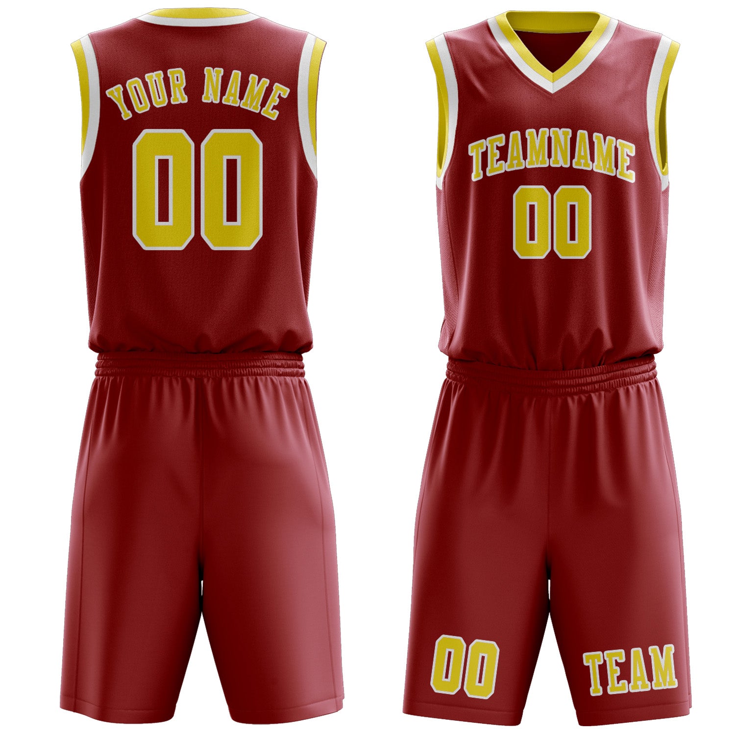 Custom Red Light Yellow Basketball Set