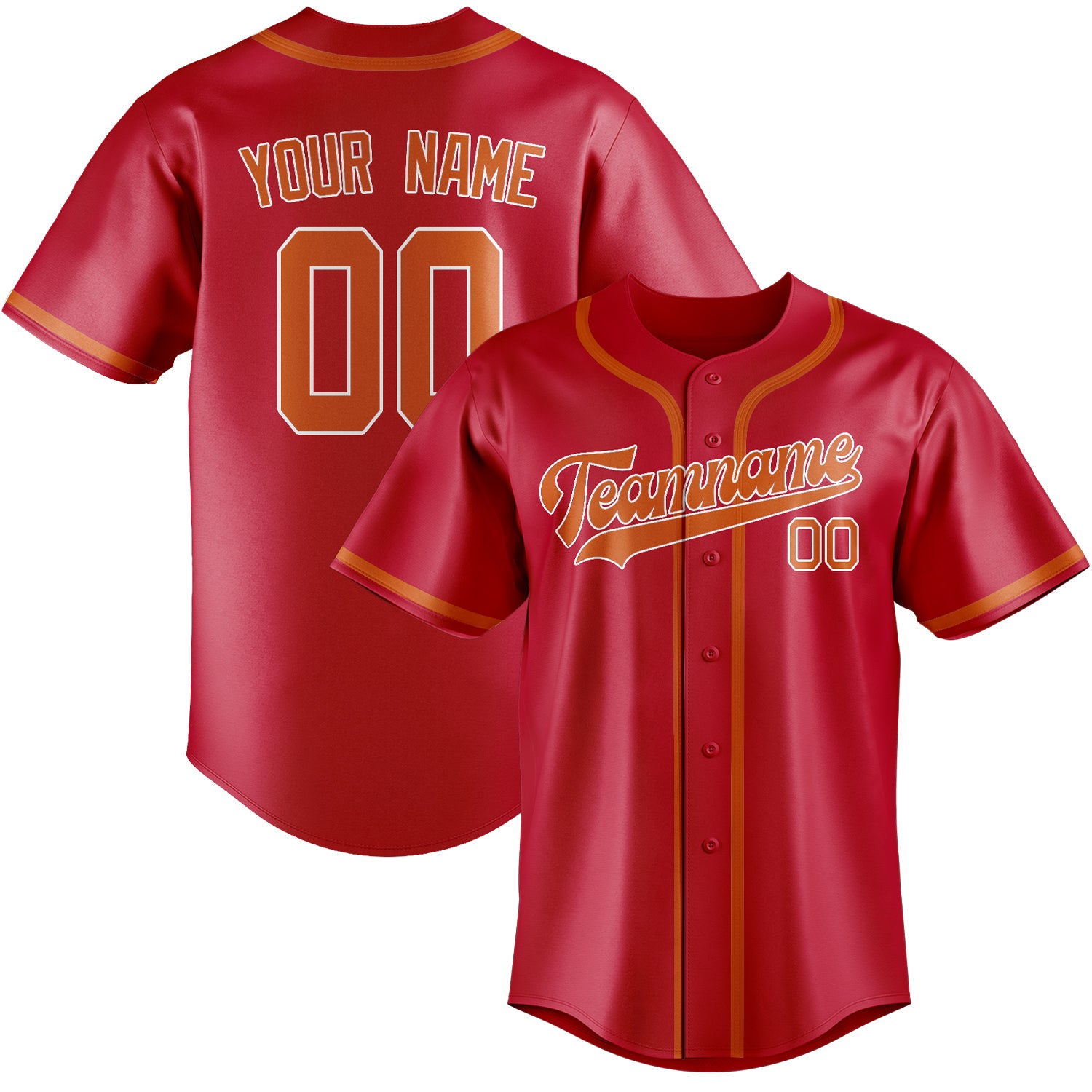 Custom Red Orange Baseball Jersey