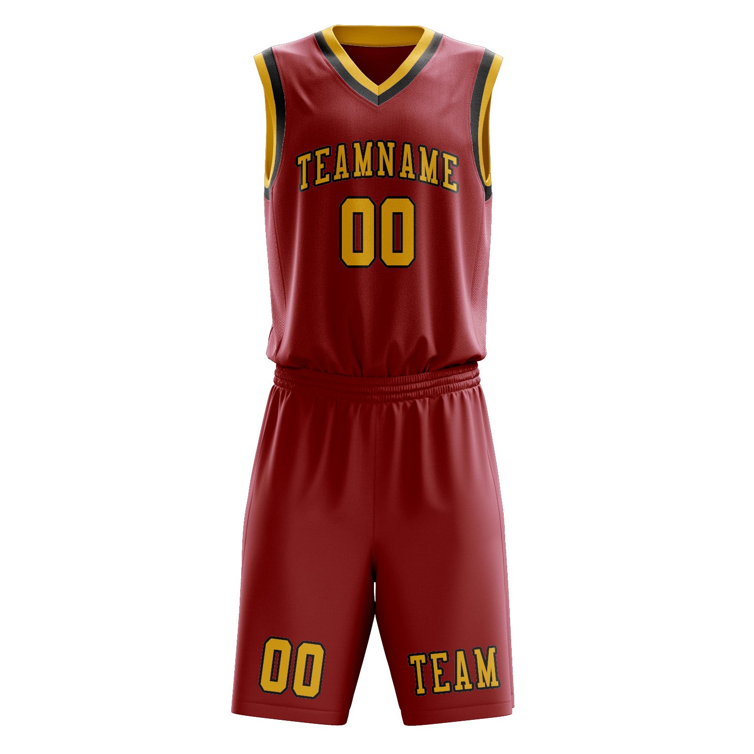 Custom Red Gold Basketball Set