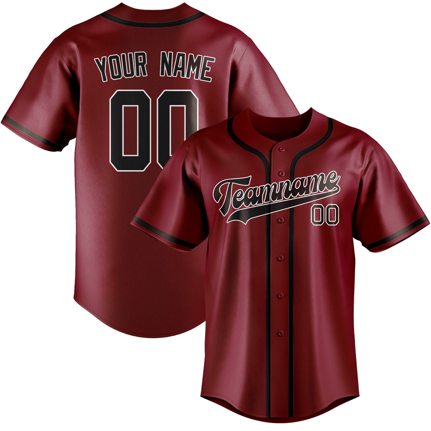 Custom Crimson Red Brown Baseball Jersey