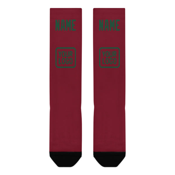 Custom Crimson Red Green Knee-High Sock