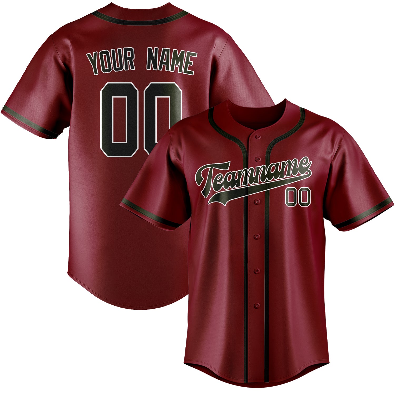 Custom Crimson Red Olive Baseball Jersey