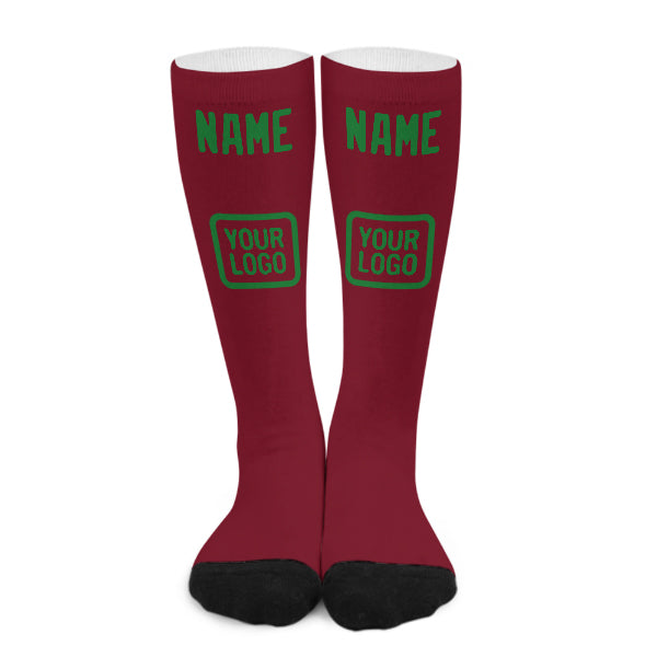 Custom Crimson Red Emerald Green Knee-High Sock