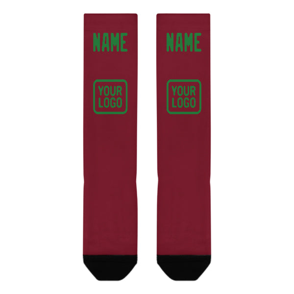 Custom Crimson Red Emerald Green Knee-High Sock
