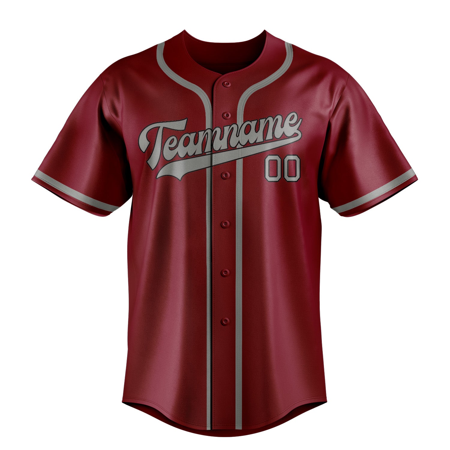 Custom Crimson Red Gray Baseball Jersey