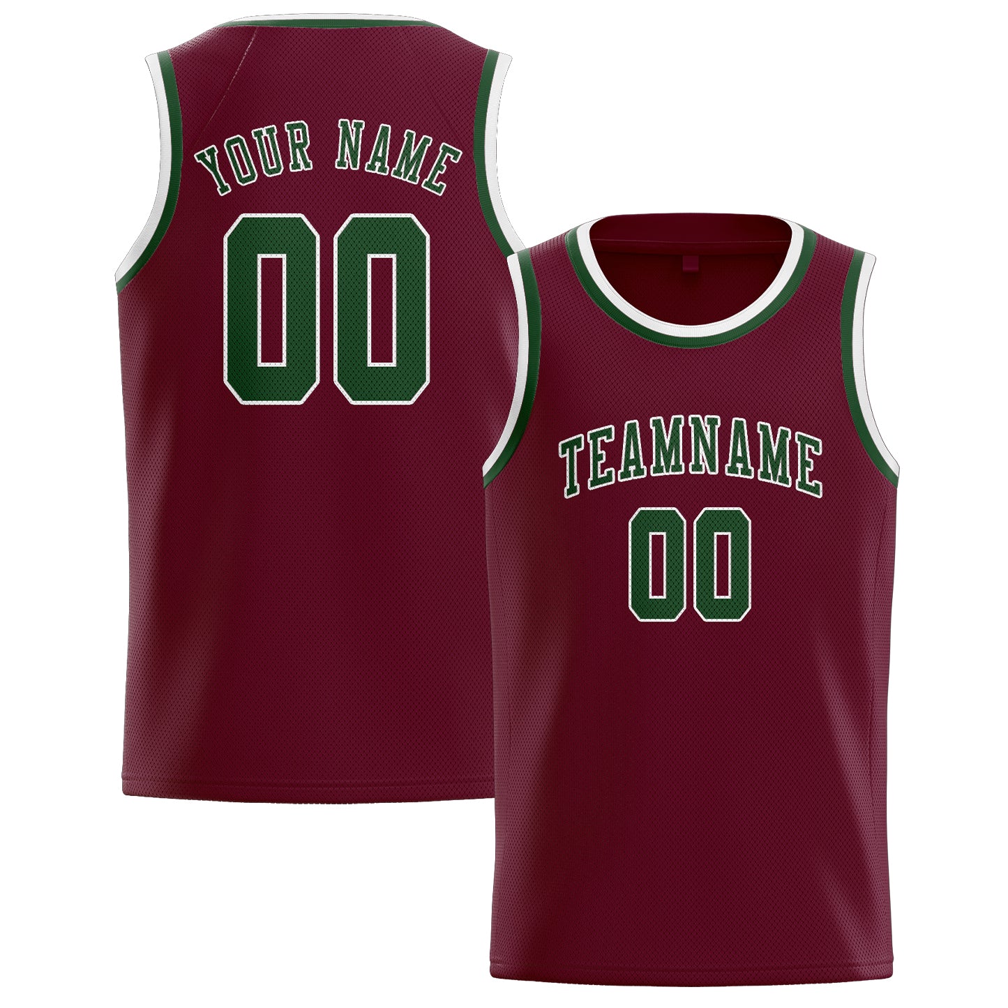 Custom Crimson Red Dark Green Basketball Jersey