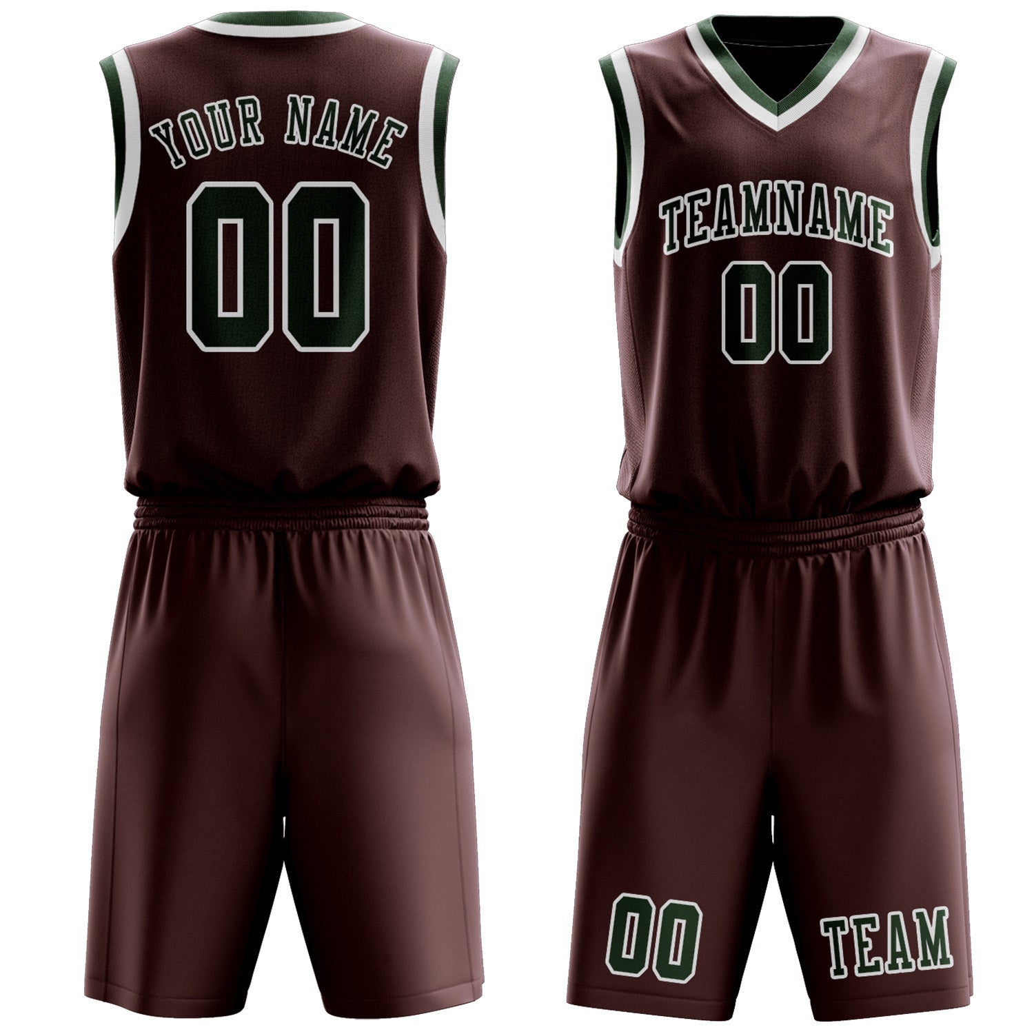 Custom Crimson Red Dark Green Basketball Set
