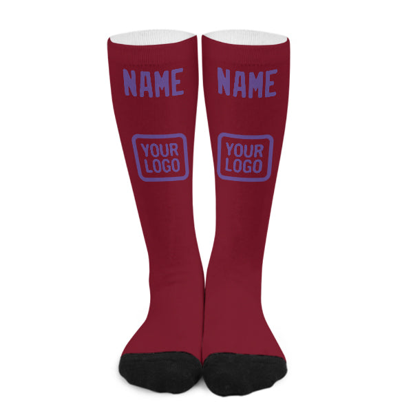 Custom Crimson Red Light Purple Knee-High Sock