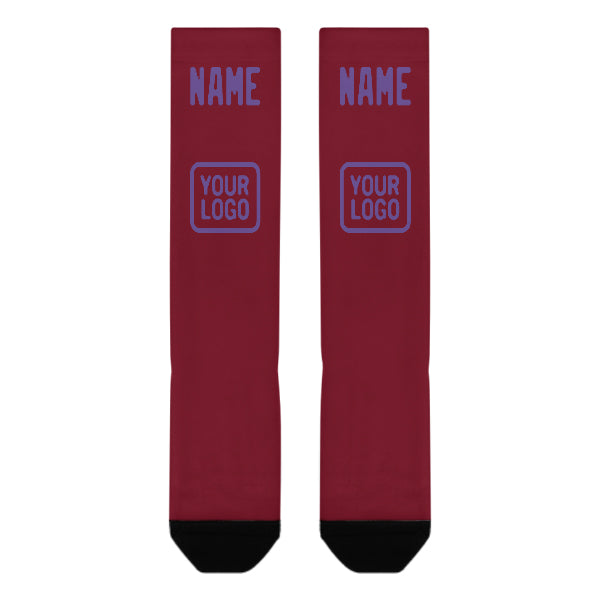 Custom Crimson Red Light Purple Knee-High Sock