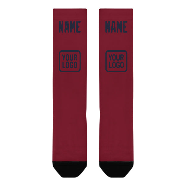 Custom Crimson Red Navy Knee-High Sock