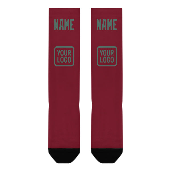 Custom Crimson Red Blue Green Knee-High Sock