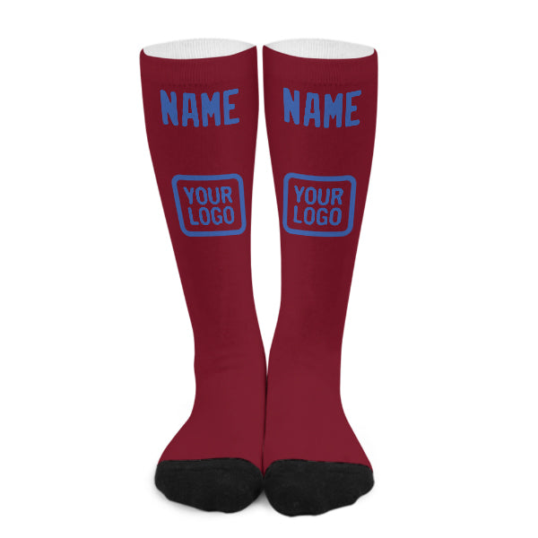 Custom Crimson Red Sky Blue Knee-High Sock