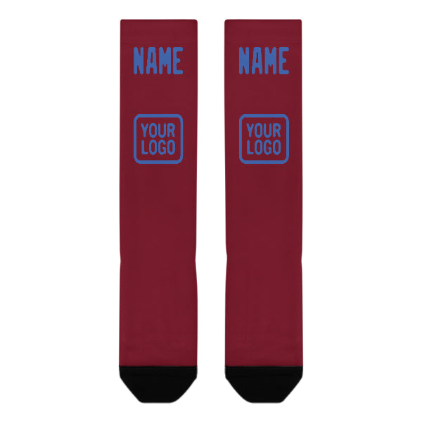 Custom Crimson Red Sky Blue Knee-High Sock