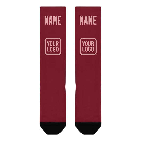 Custom Crimson Red Light Pink Knee-High Sock