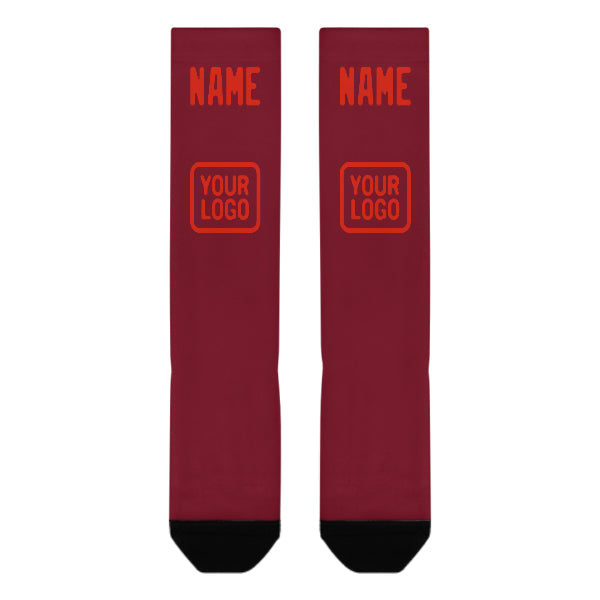Custom Crimson Red Orange Red Knee-High Sock