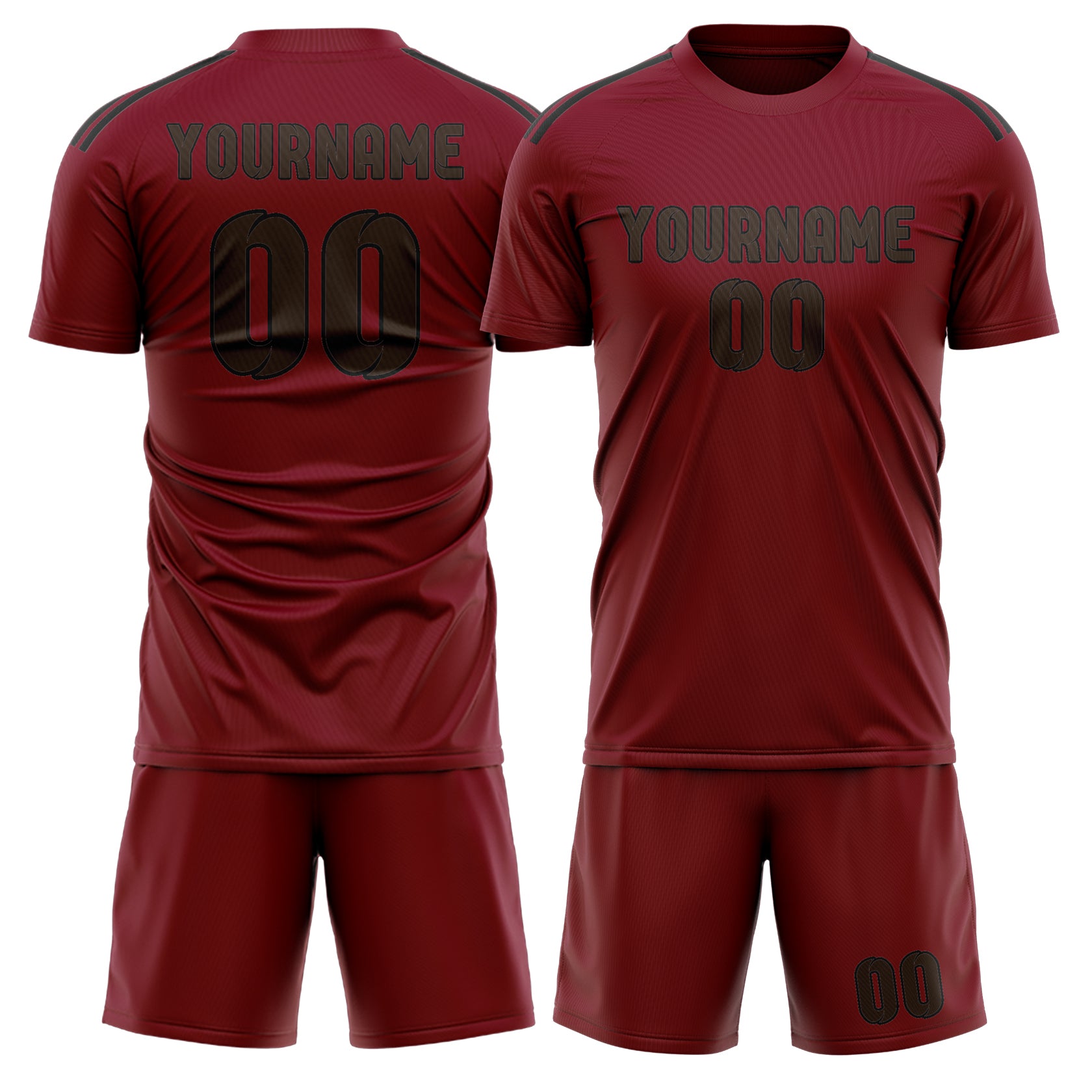 Custom Crimson Red Brown Soccer Set