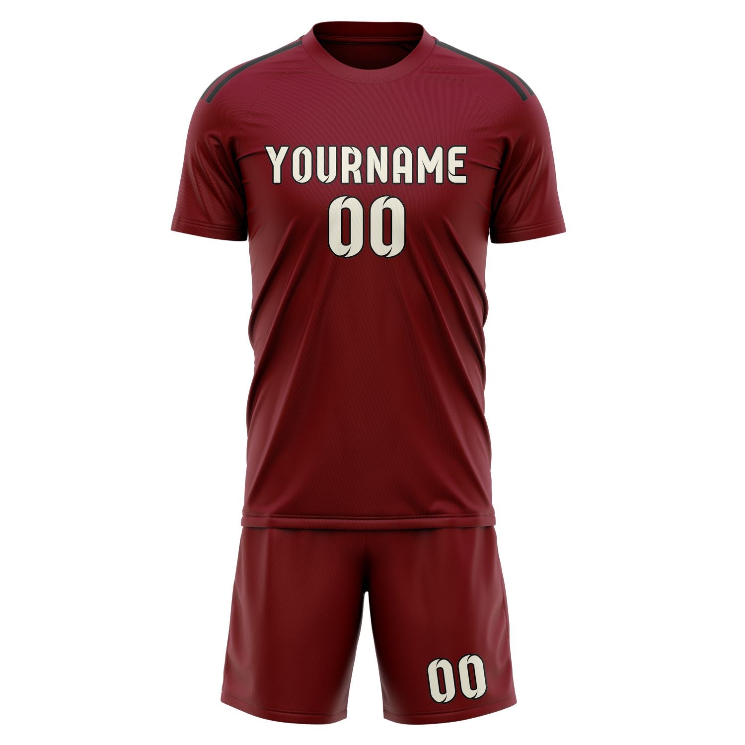 Custom Crimson Red Cream Soccer Set