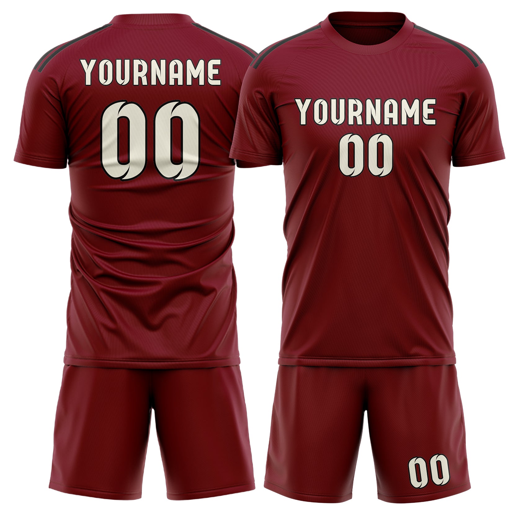 Custom Crimson Red Cream Soccer Set