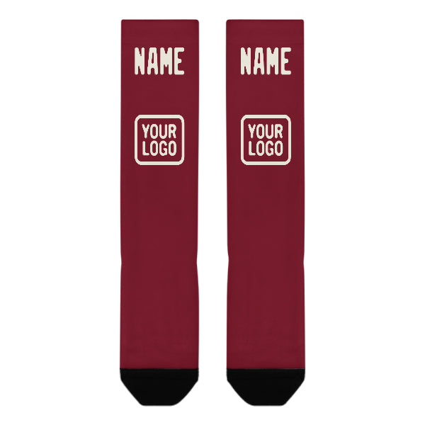 Custom Crimson Red Cream Knee-High Sock