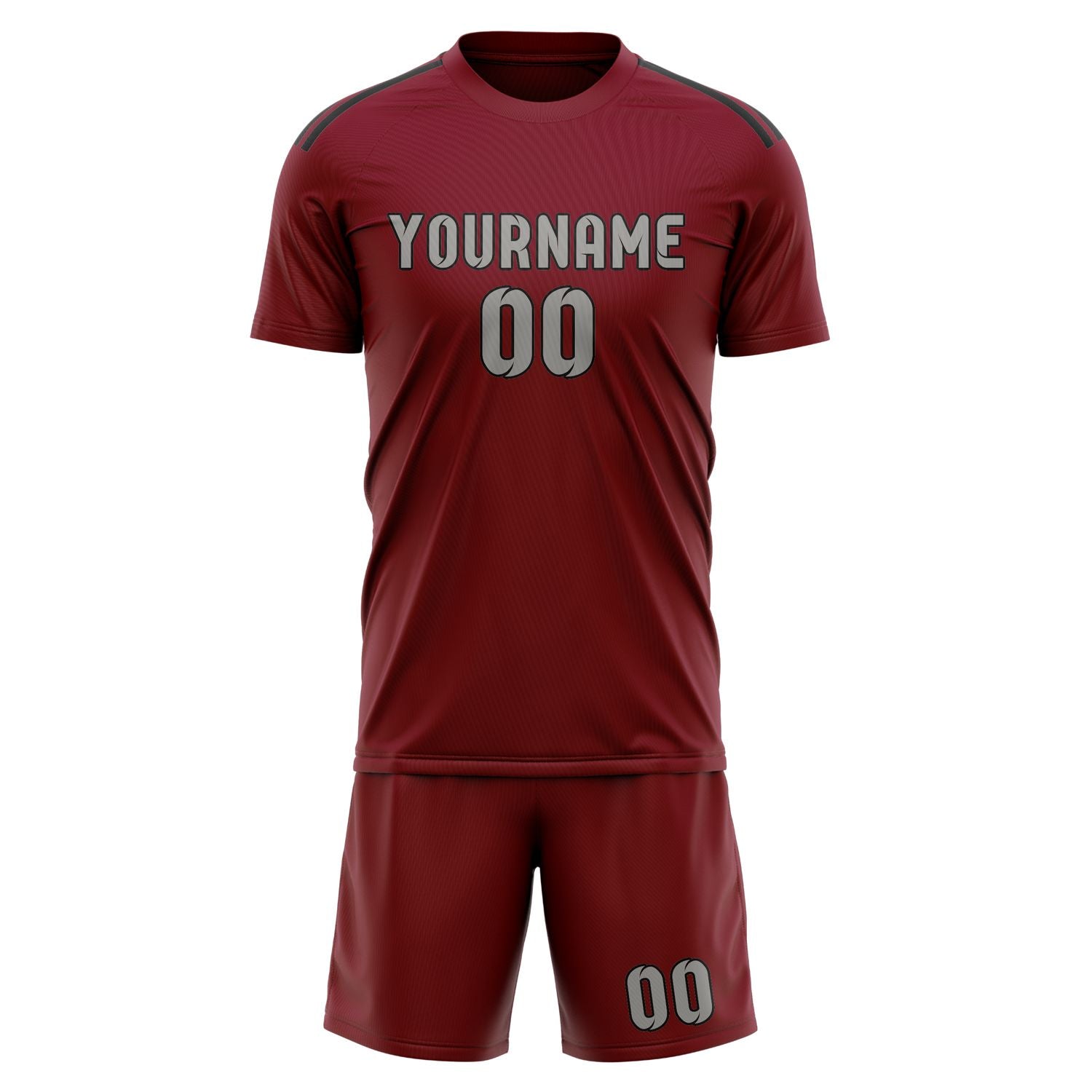 Custom Crimson Red Gray Soccer Set