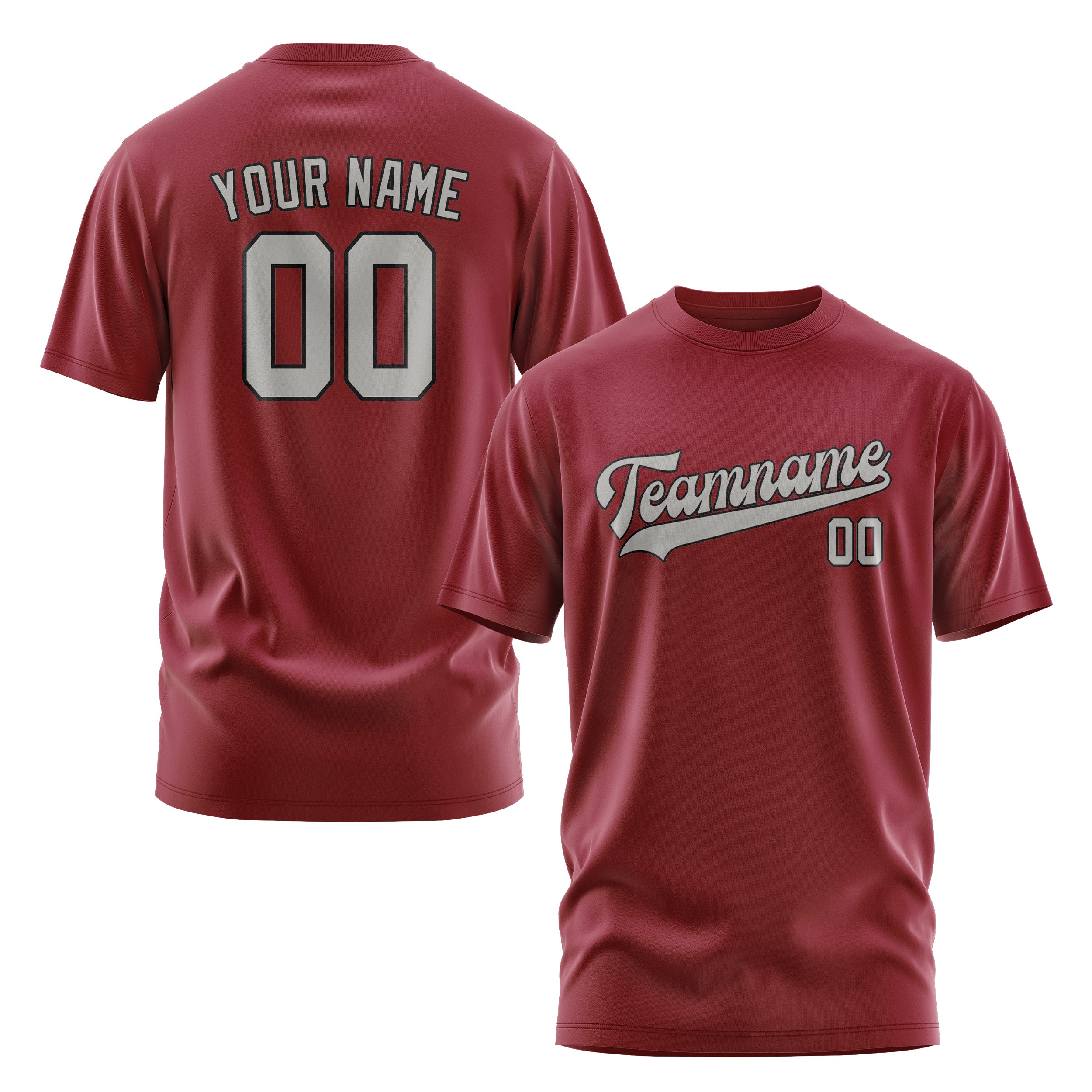 Custom Crimson Red Gray T-Shirt