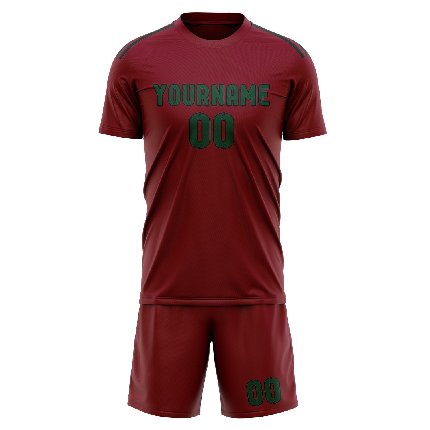 Custom Crimson Red Green Soccer Set
