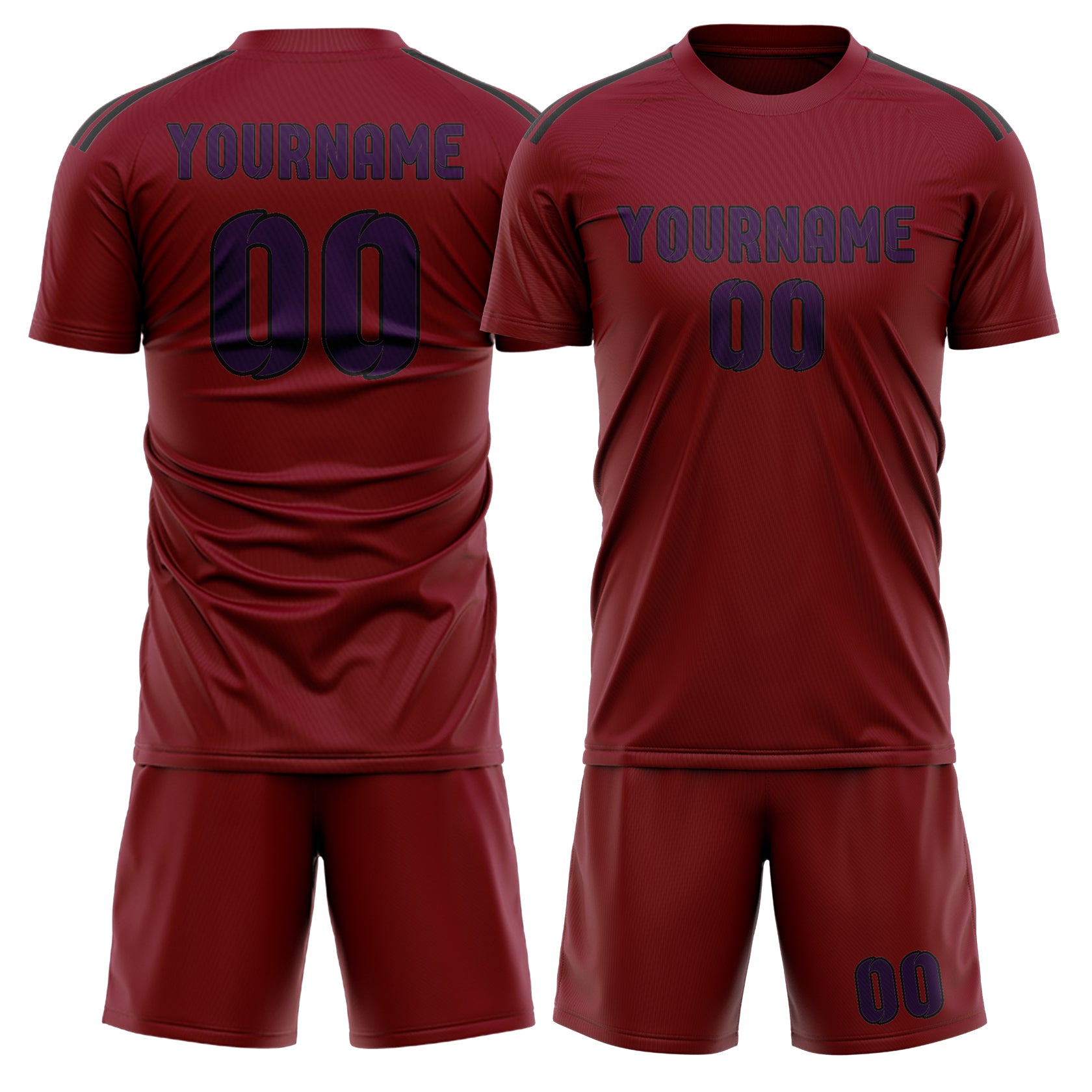 Custom Crimson Red Purple Soccer Set