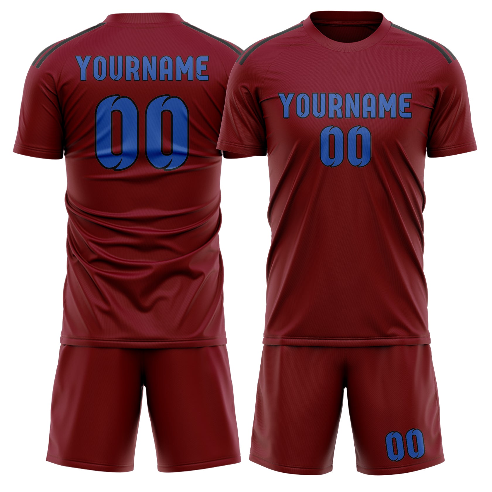 Custom Crimson Red Sky Blue Soccer Set