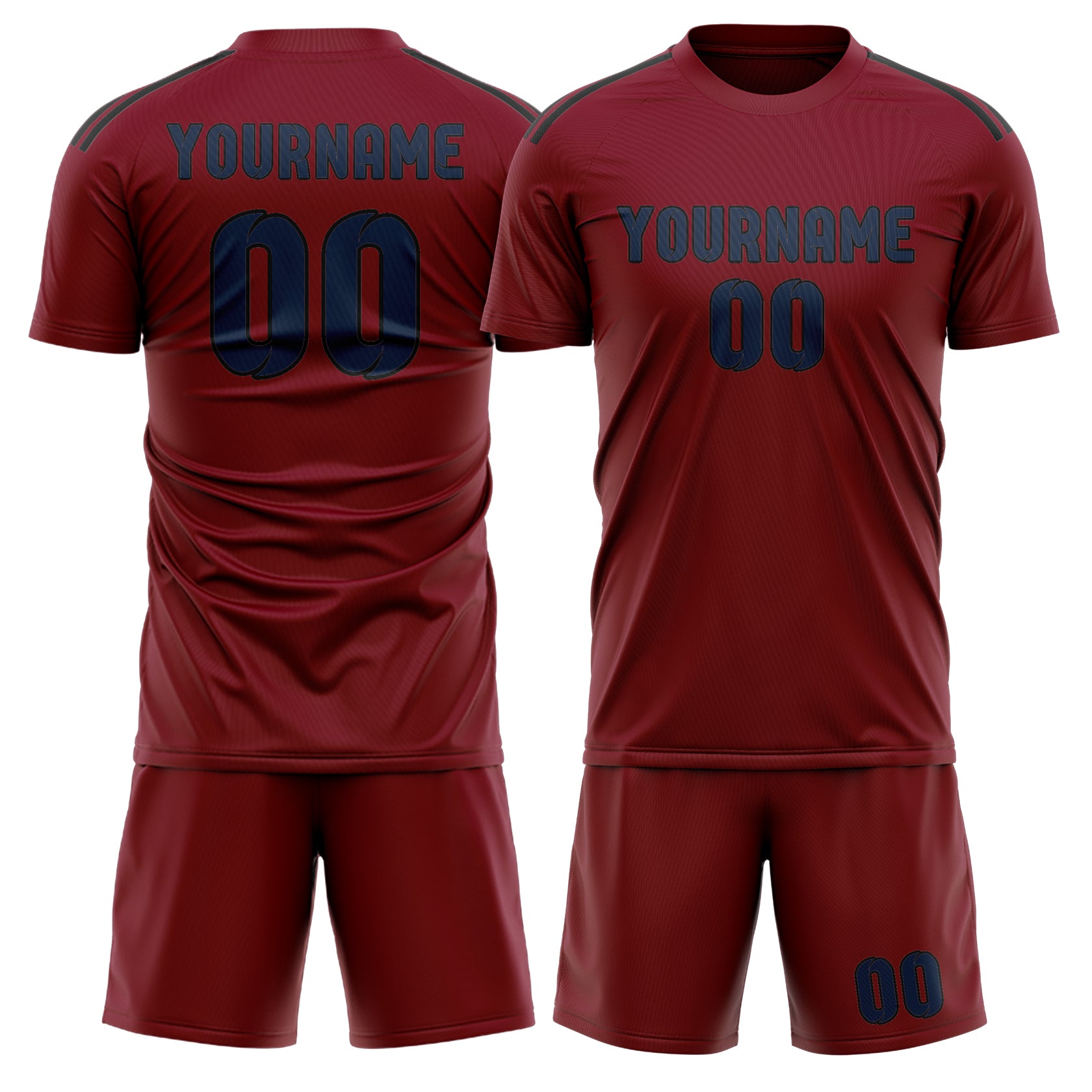 Custom Crimson Red Blue Soccer Set