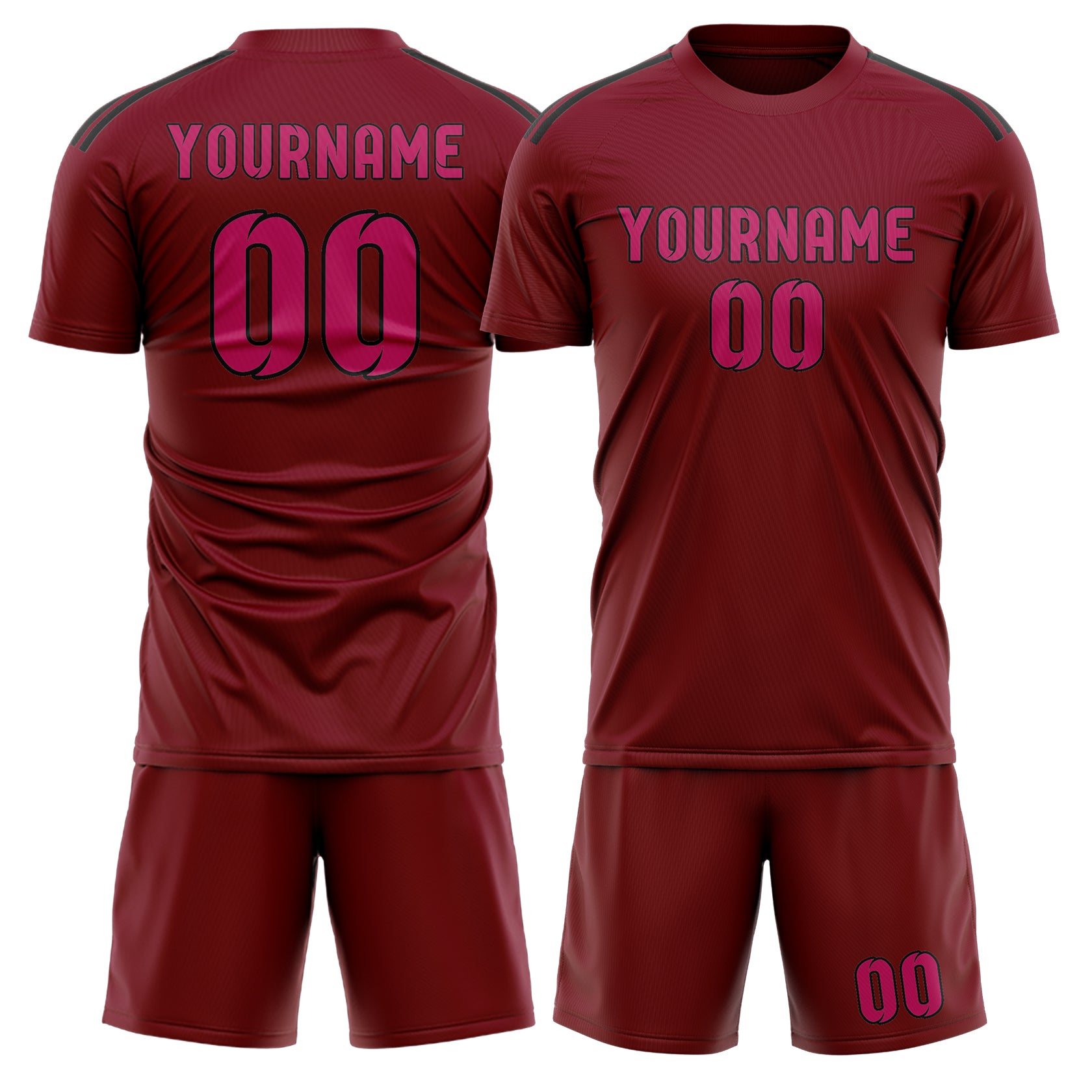 Custom Crimson Red Pink Soccer Set