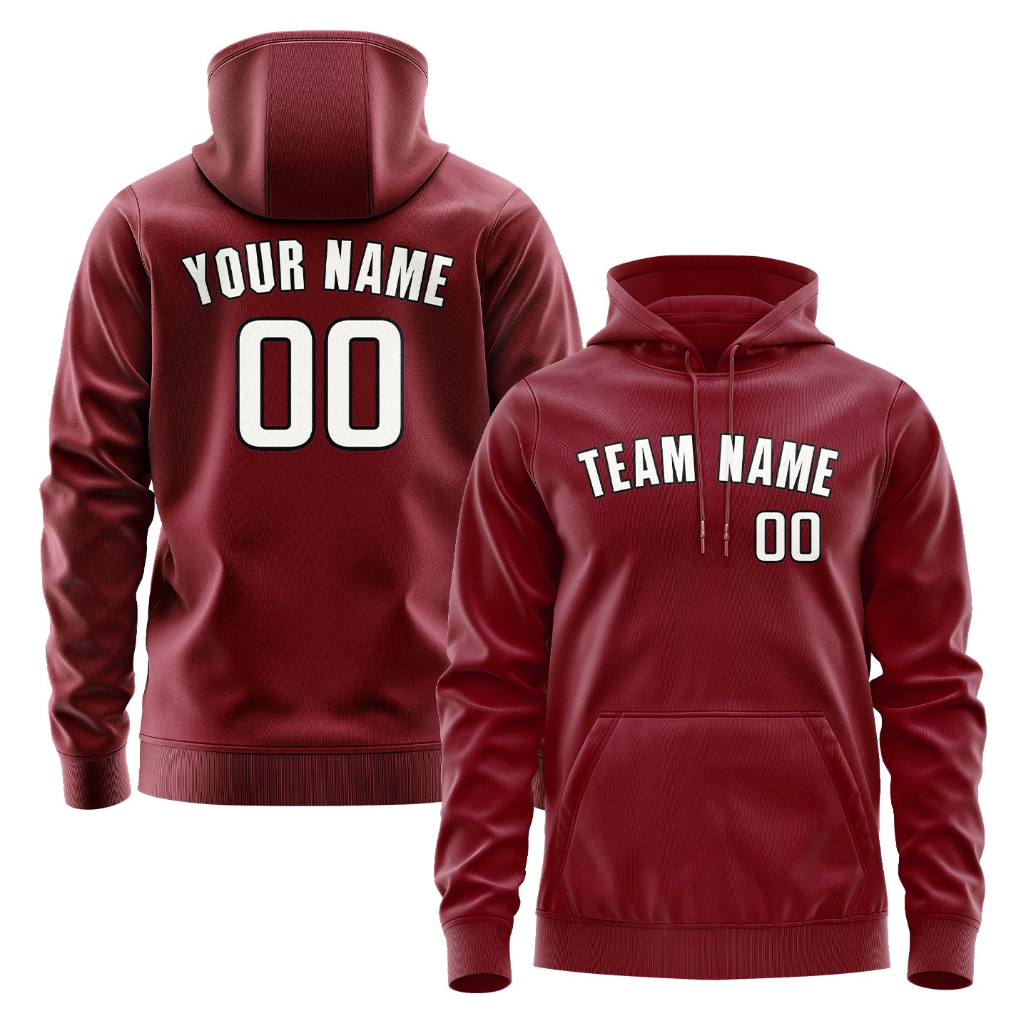 Custom Crimson Red White Hoodie