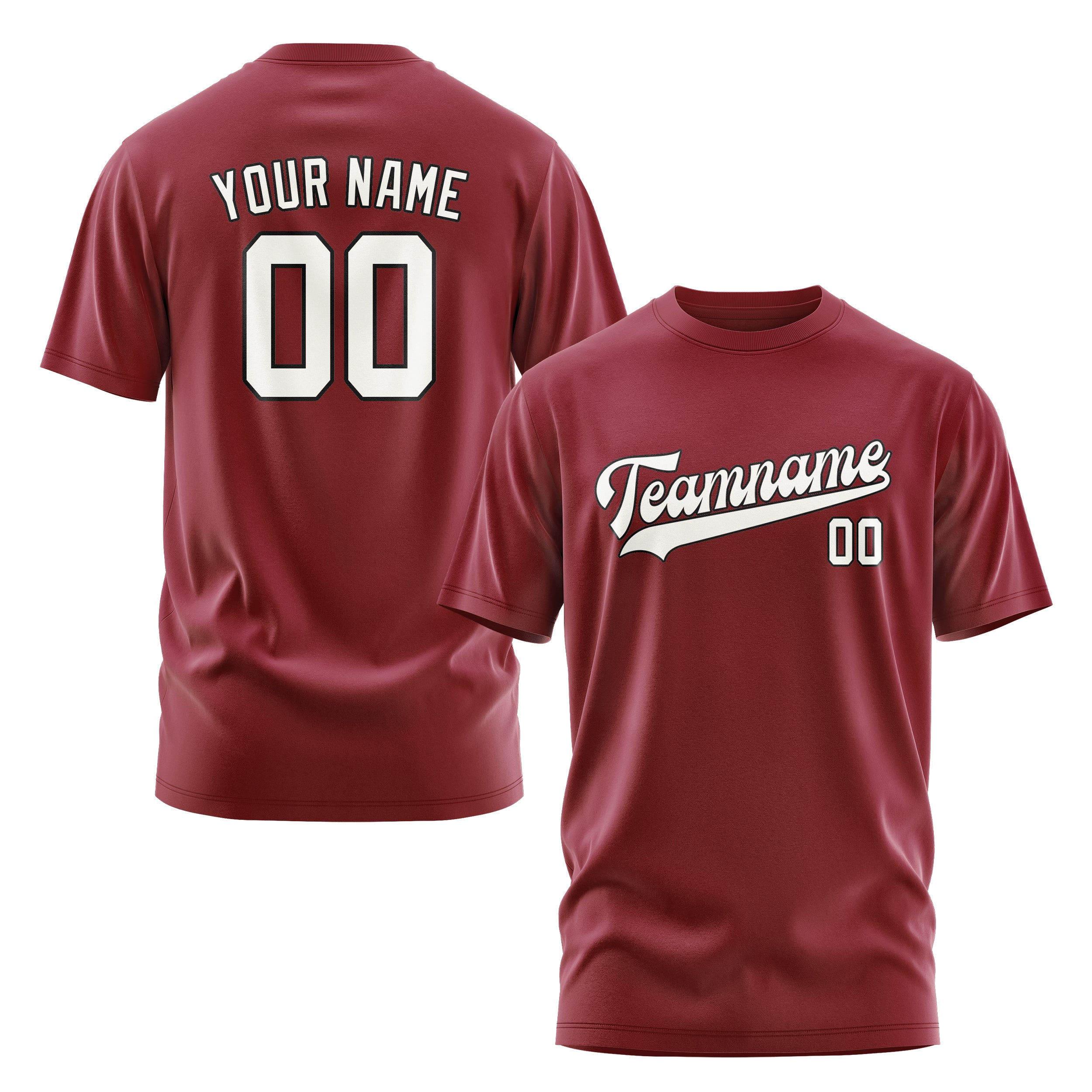 Custom Crimson Red White T-Shirt