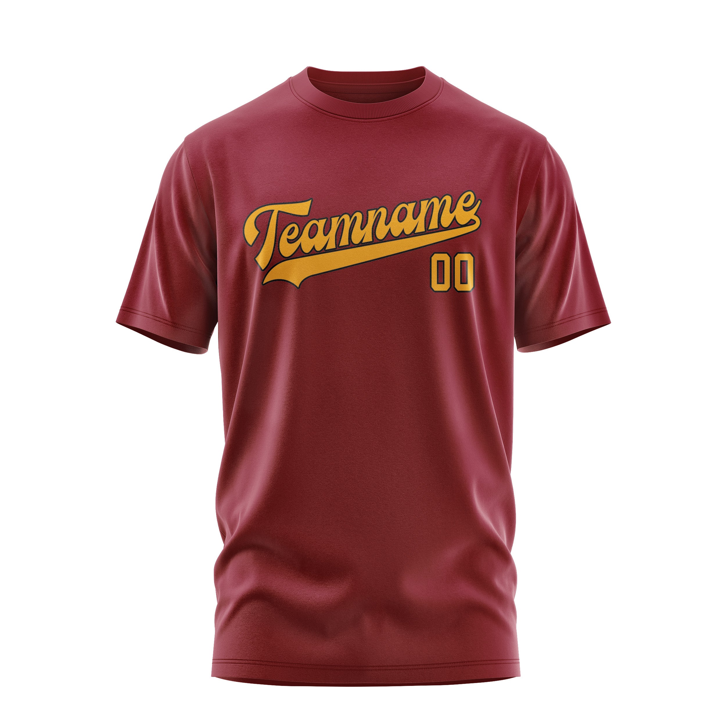 Custom Crimson Red Yellow T-Shirt
