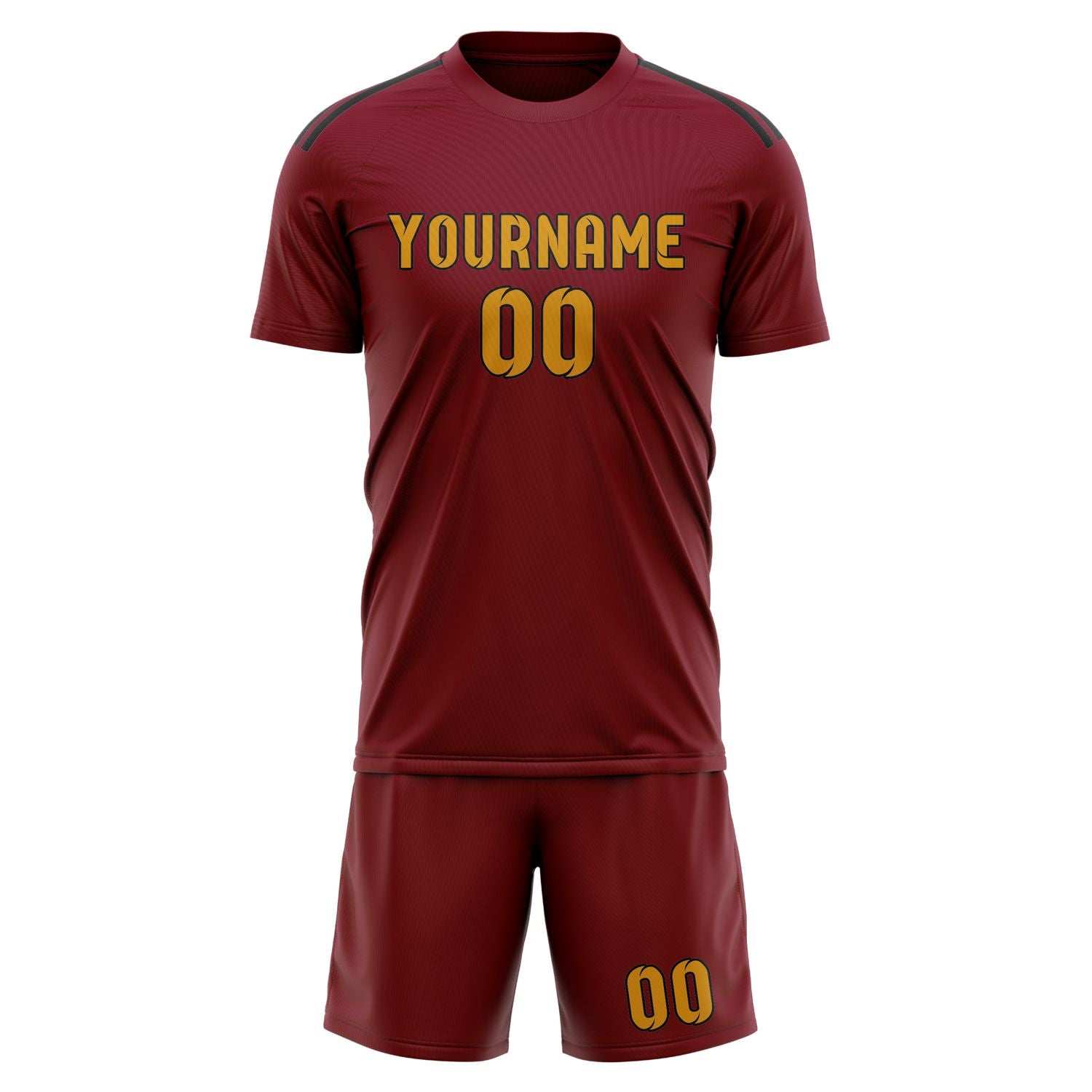 Custom Crimson Red Yellow Soccer Set
