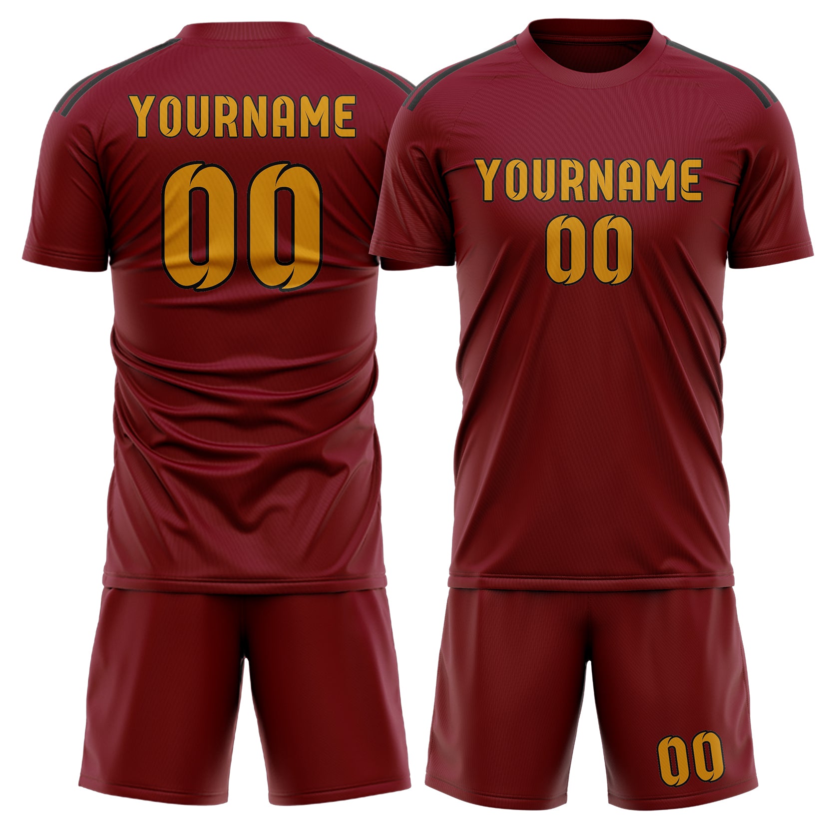 Custom Crimson Red Yellow Soccer Set
