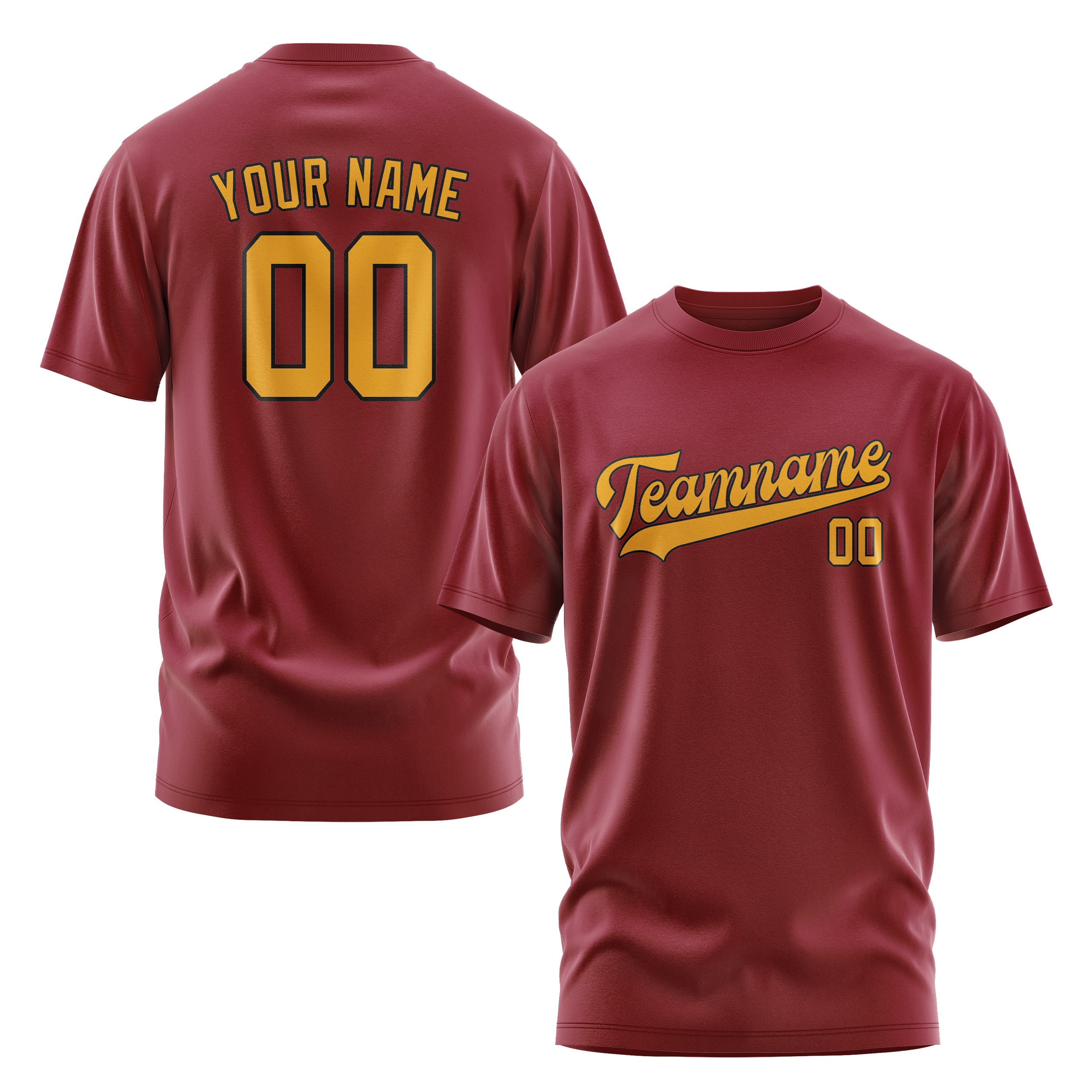 Custom Crimson Red Yellow T-Shirt