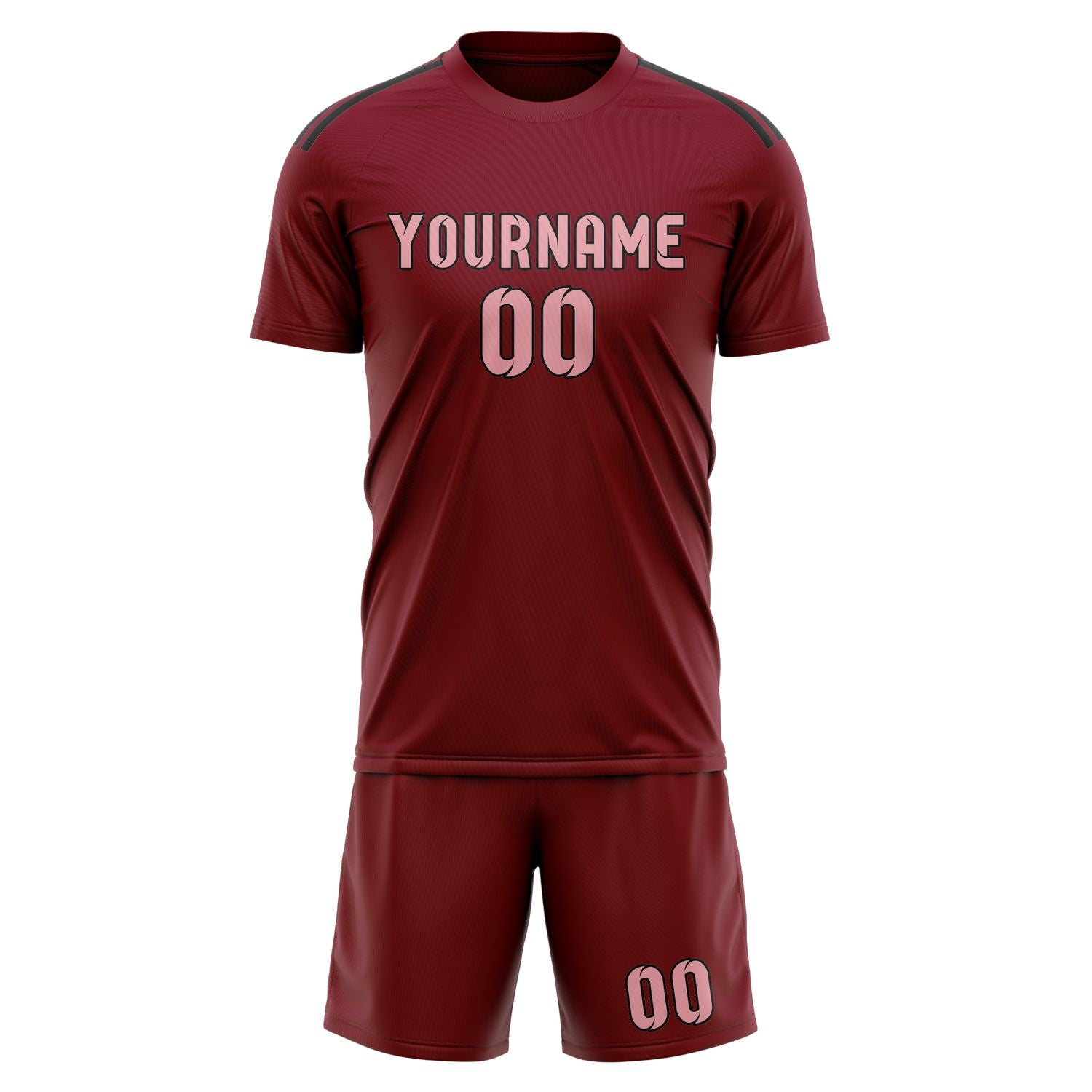 Custom Crimson Red Light Pink Soccer Set