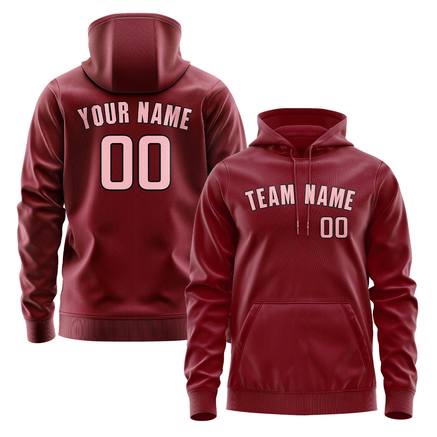 Custom Crimson Red Light Pink Hoodie