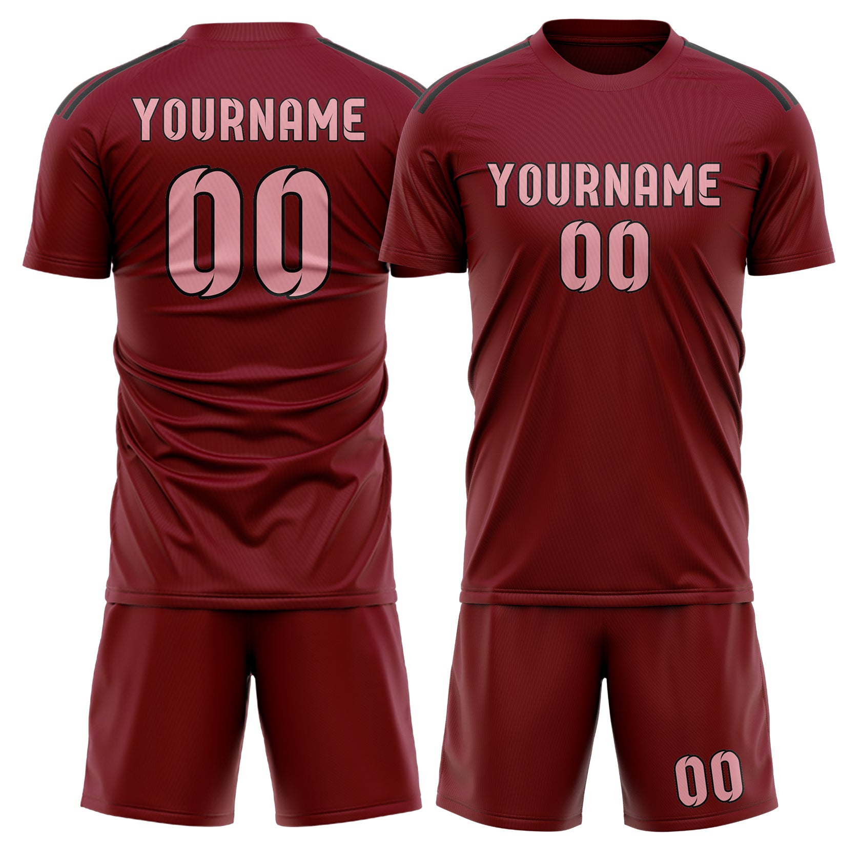 Custom Crimson Red Light Pink Soccer Set