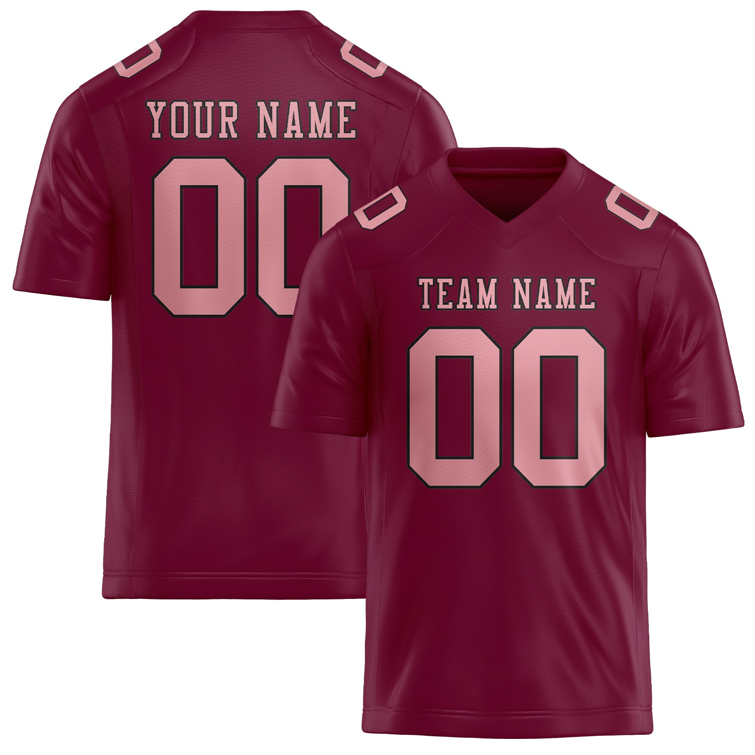 Custom Crimson Red Light Pink Football Jersey