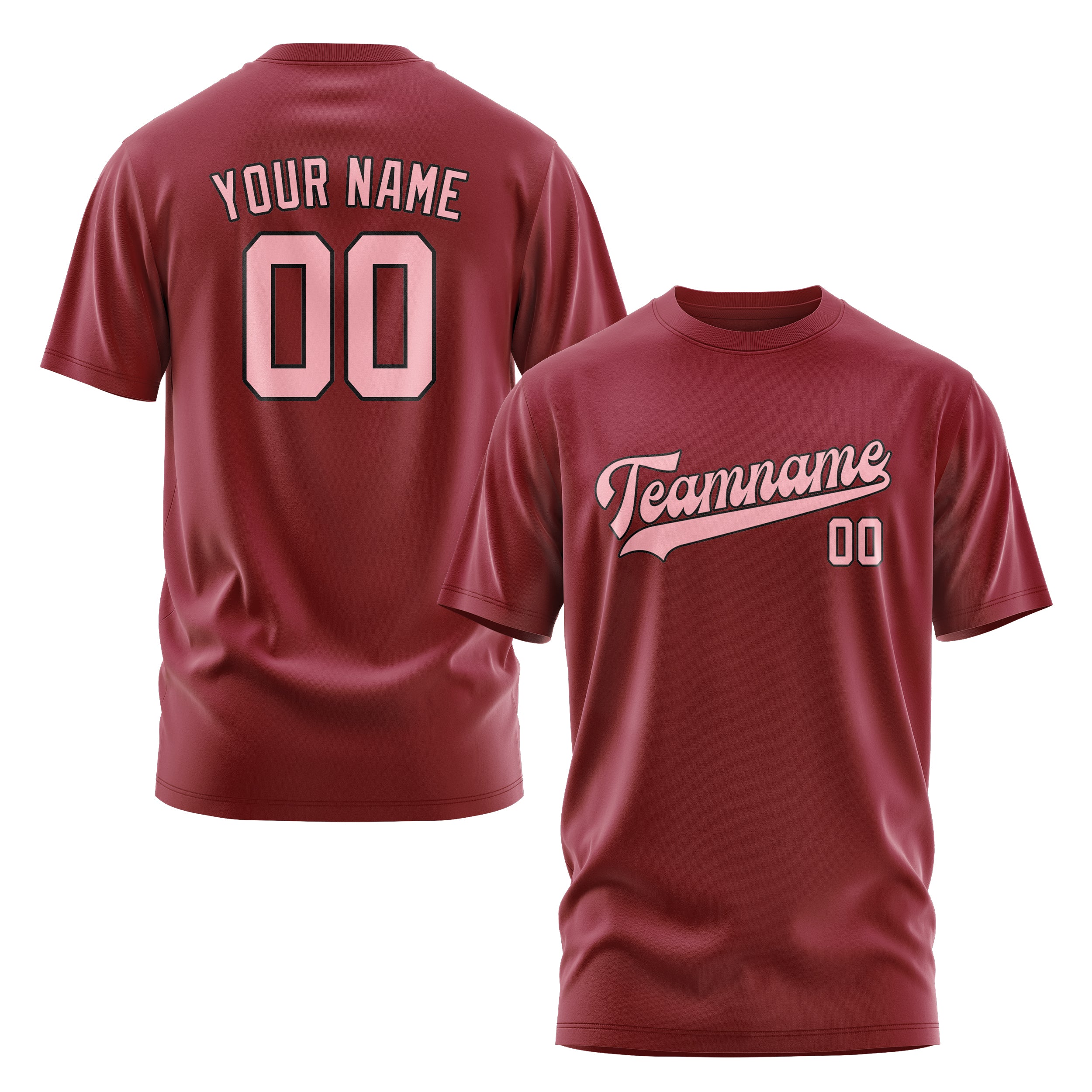 Custom Crimson Red Light Pink T-Shirt