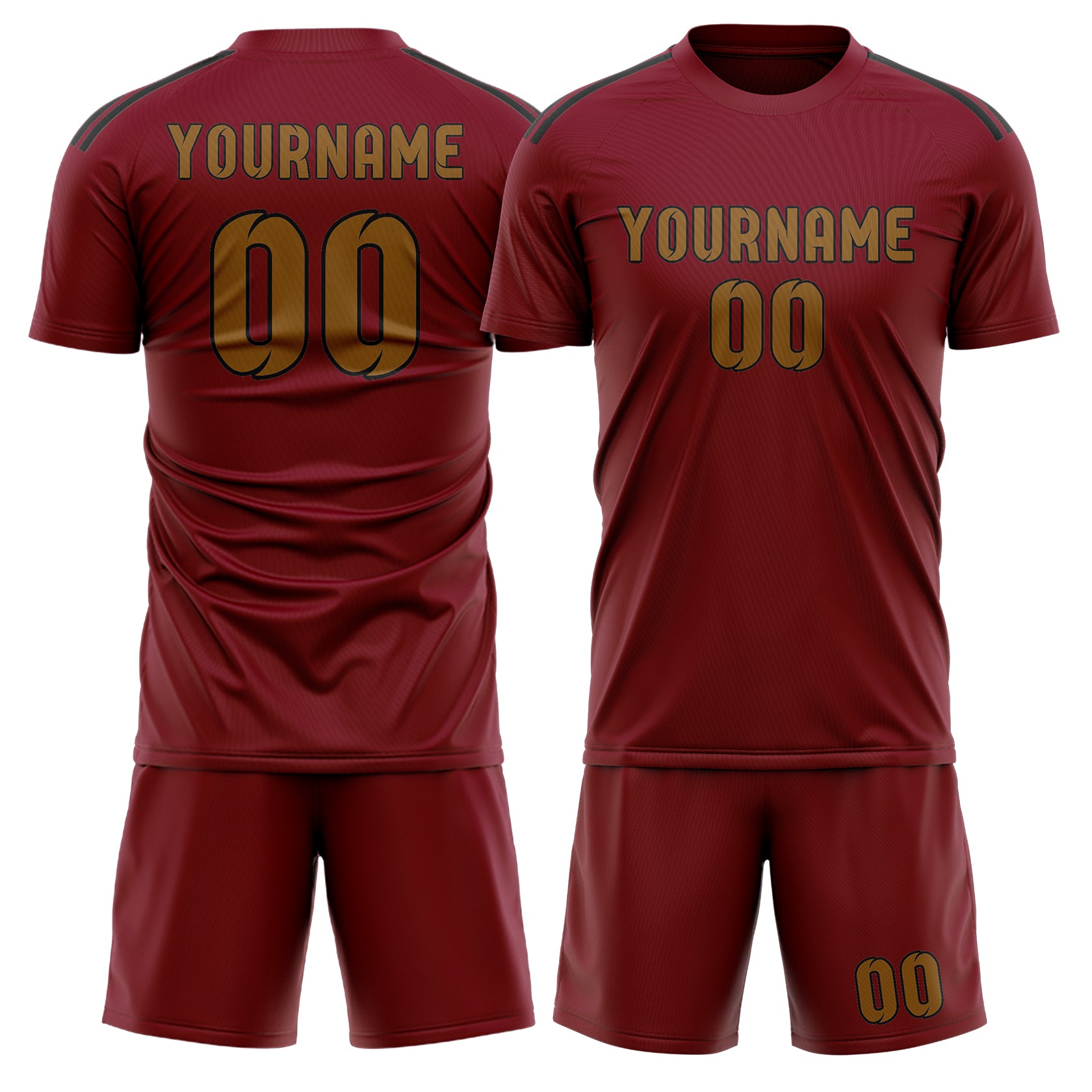 Custom Crimson Red Khaki Soccer Set