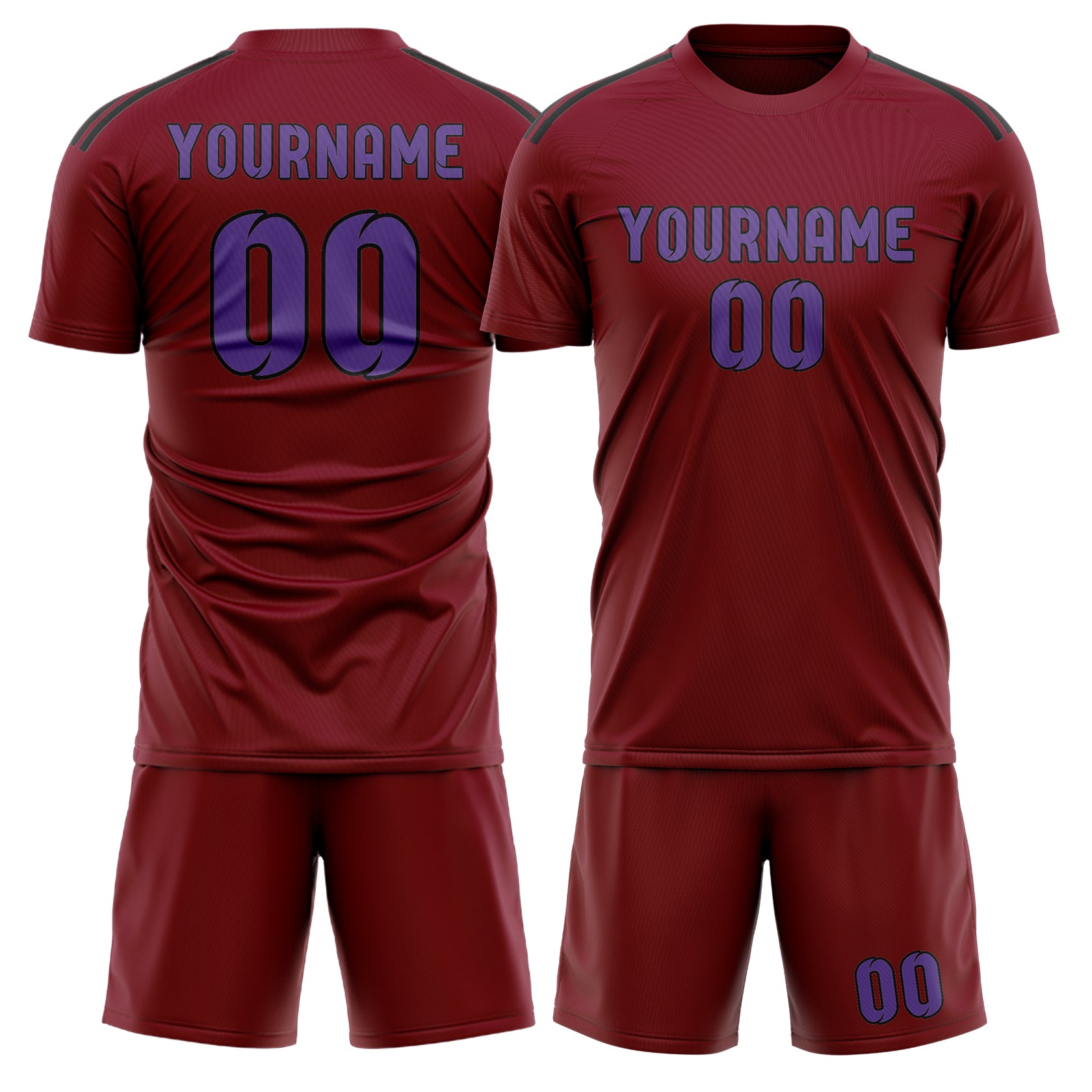 Custom Crimson Red Light Purple Soccer Set