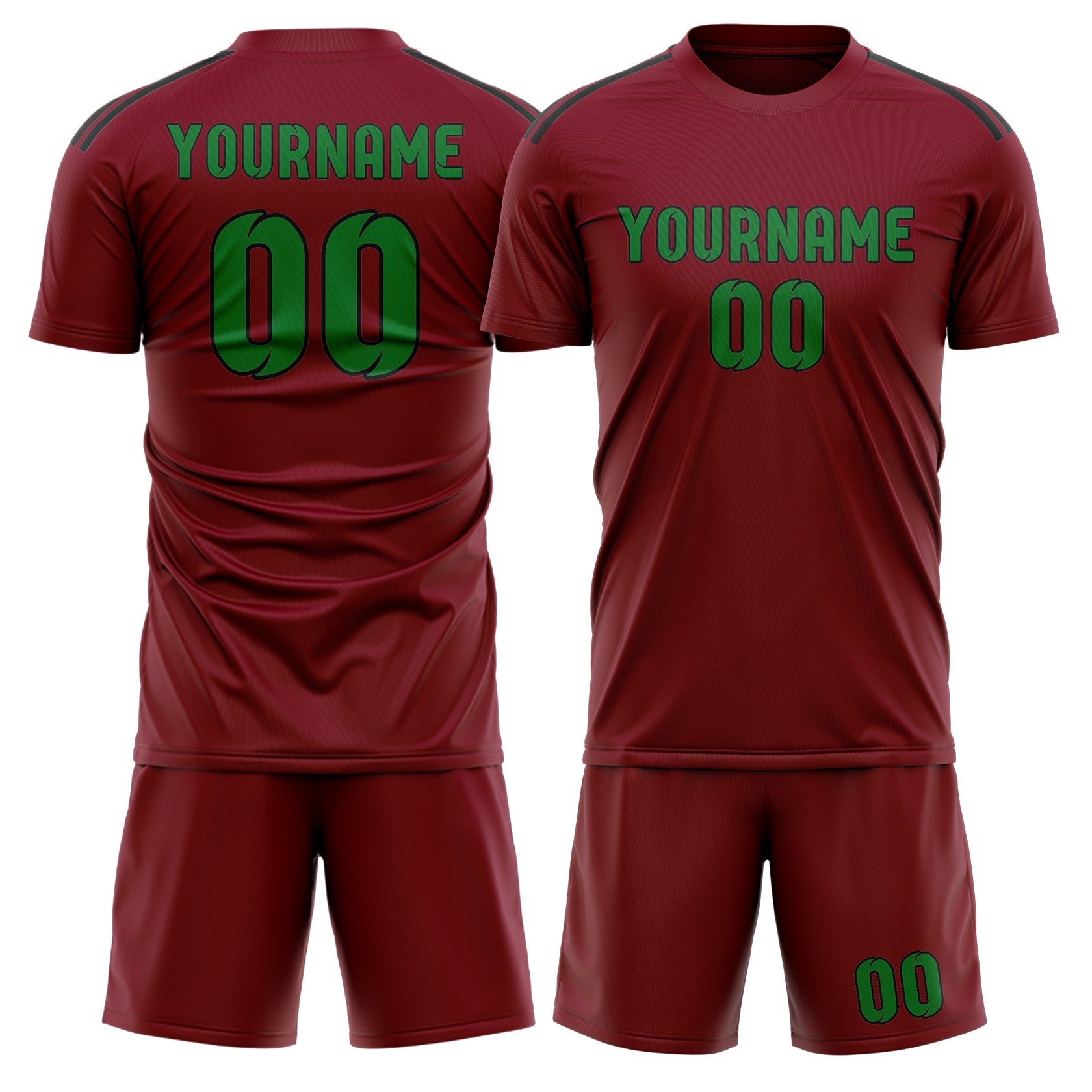 Custom Crimson Red Emerald Green Soccer Set