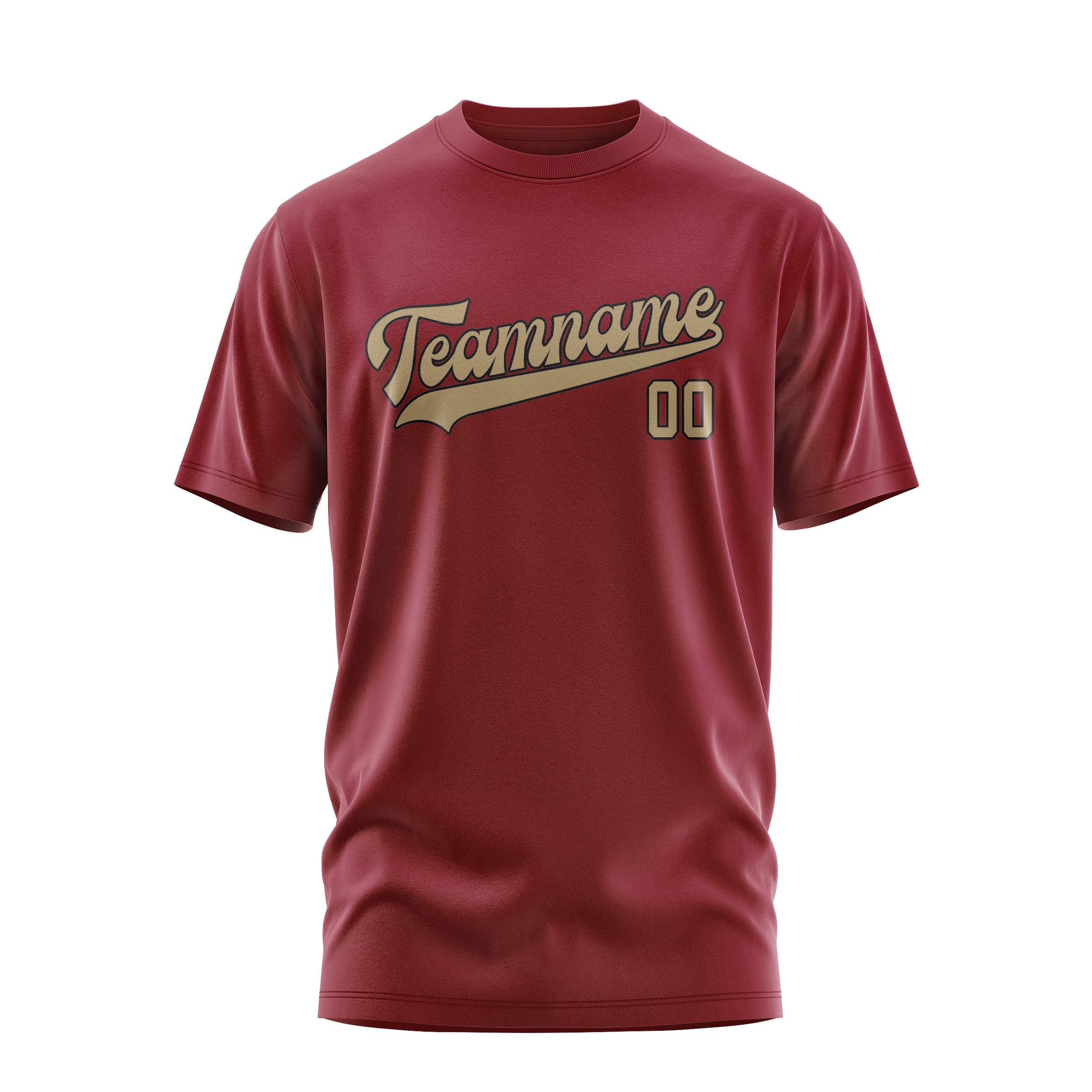 Custom Crimson Red Light Khaki T-Shirt
