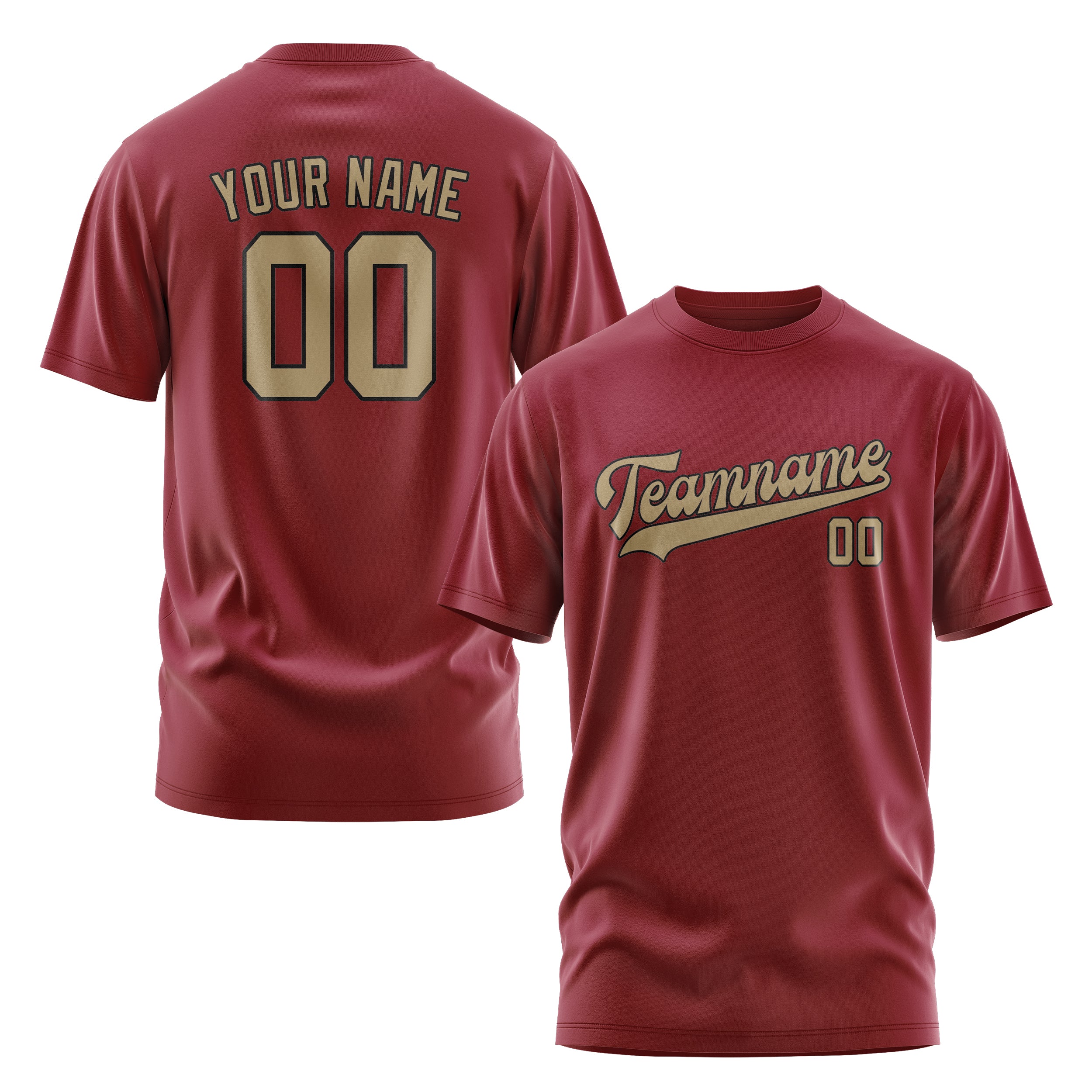 Custom Crimson Red Light Khaki T-Shirt